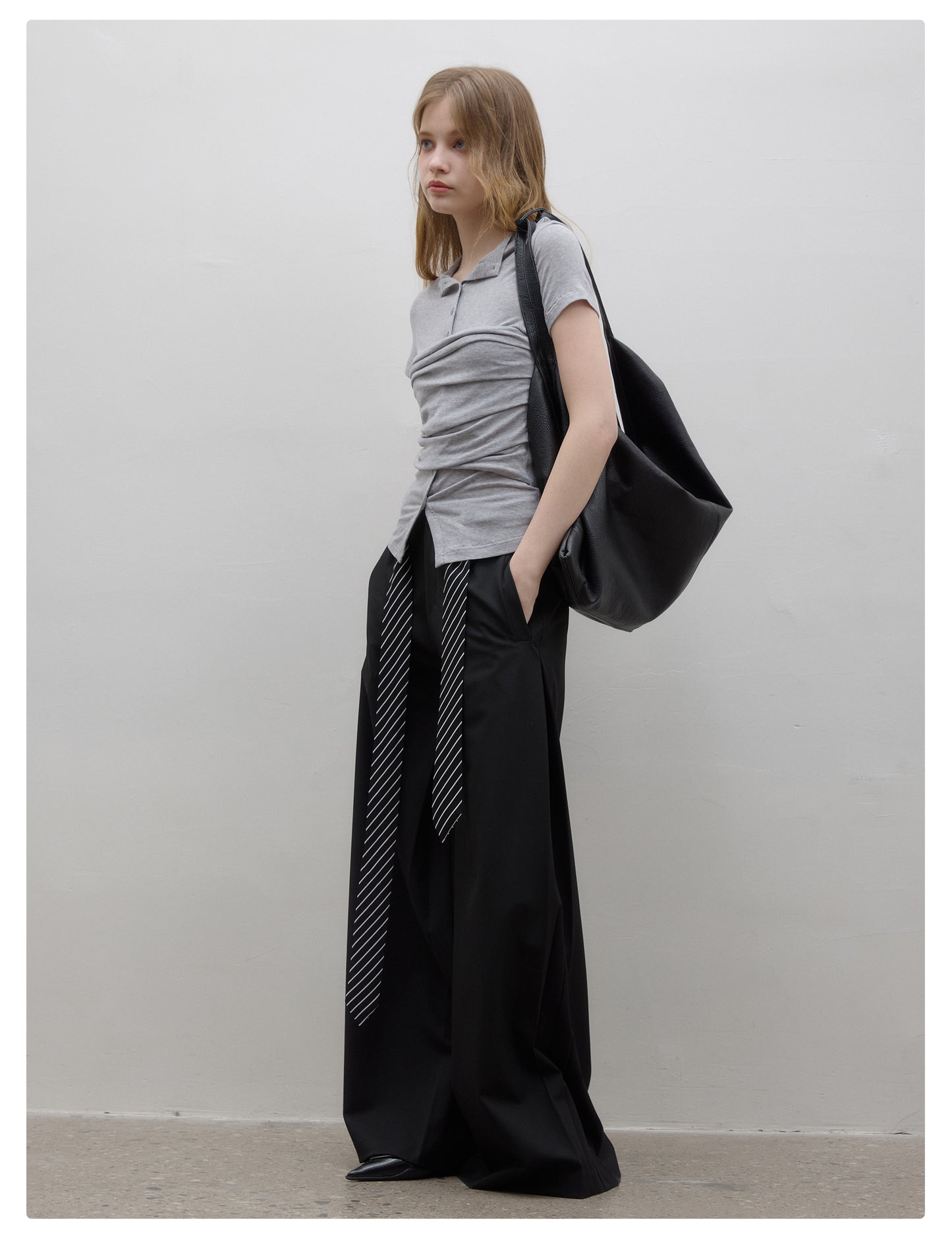 Layered Style Ruched Button-Up Top