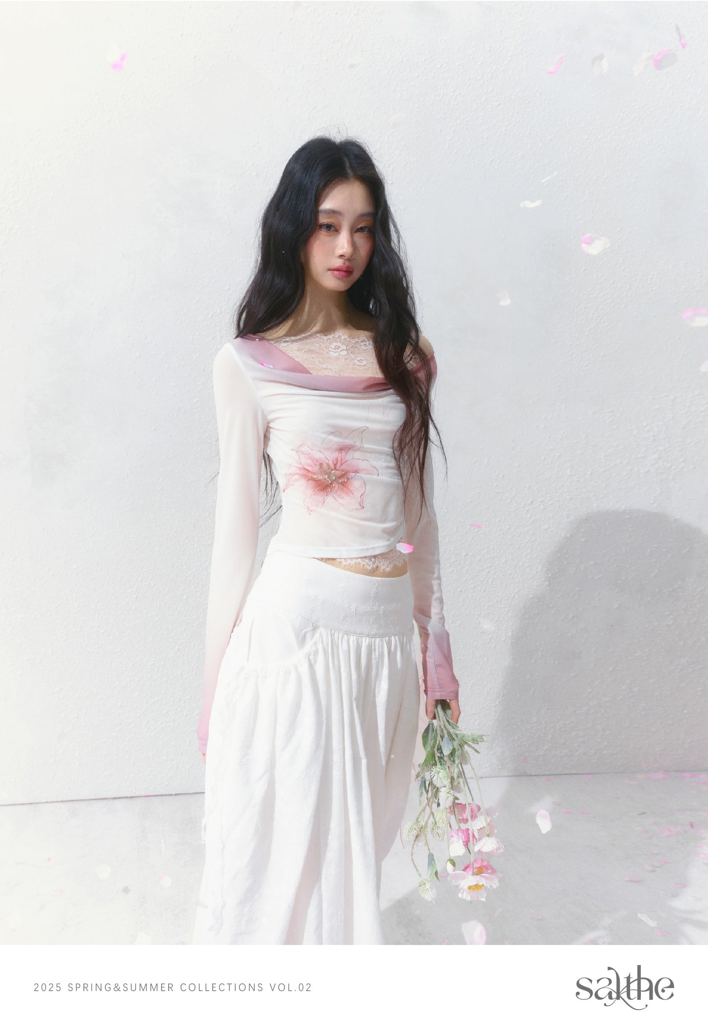 Flower Print Gradient Top With Stretch Fit