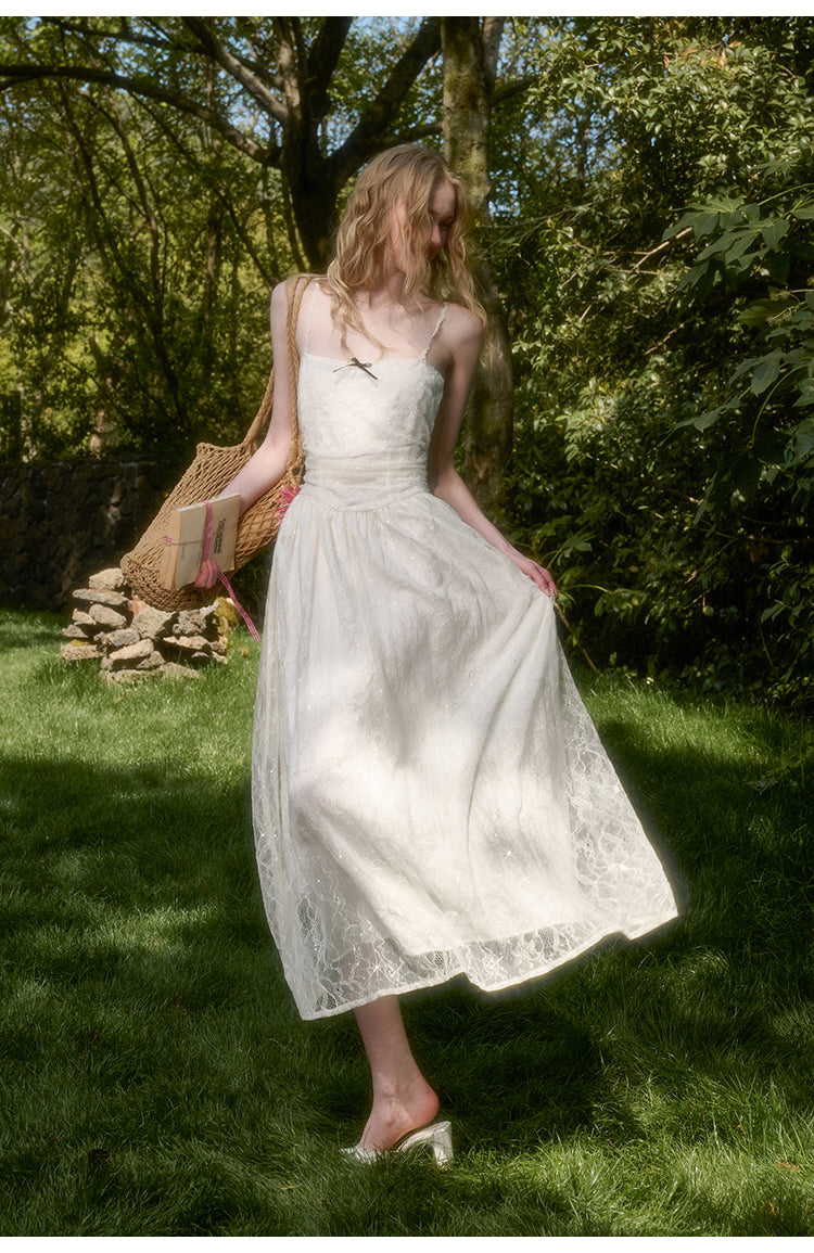 Sparkling Sequin Lace Dress With Removable Straps