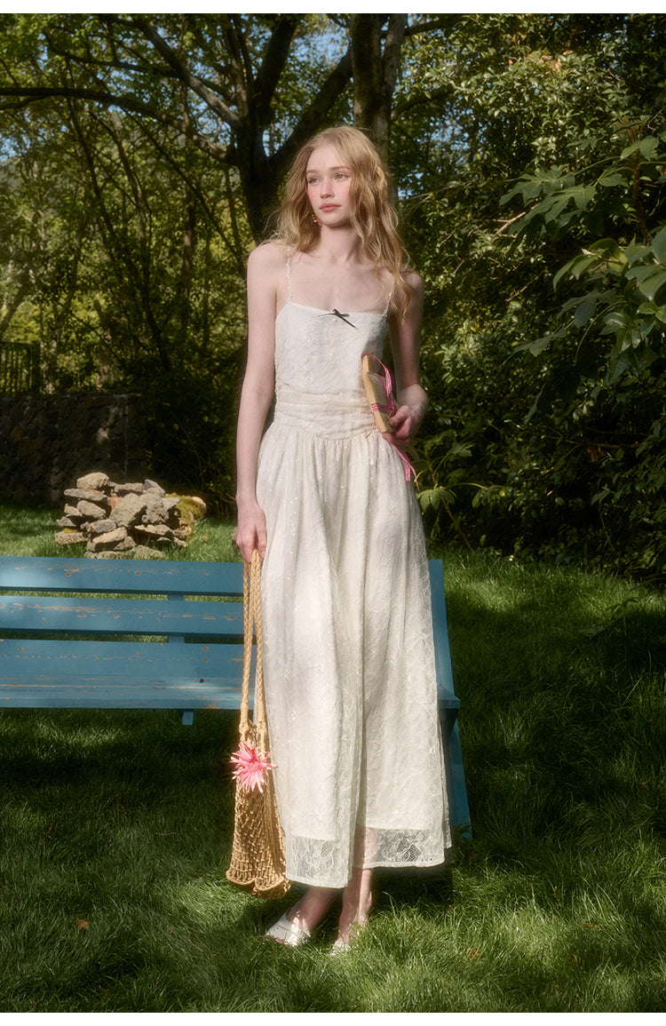 Sparkling Sequin Lace Dress With Removable Straps