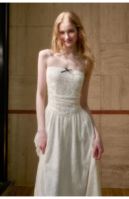 Sparkling Sequin Lace Dress With Removable Straps