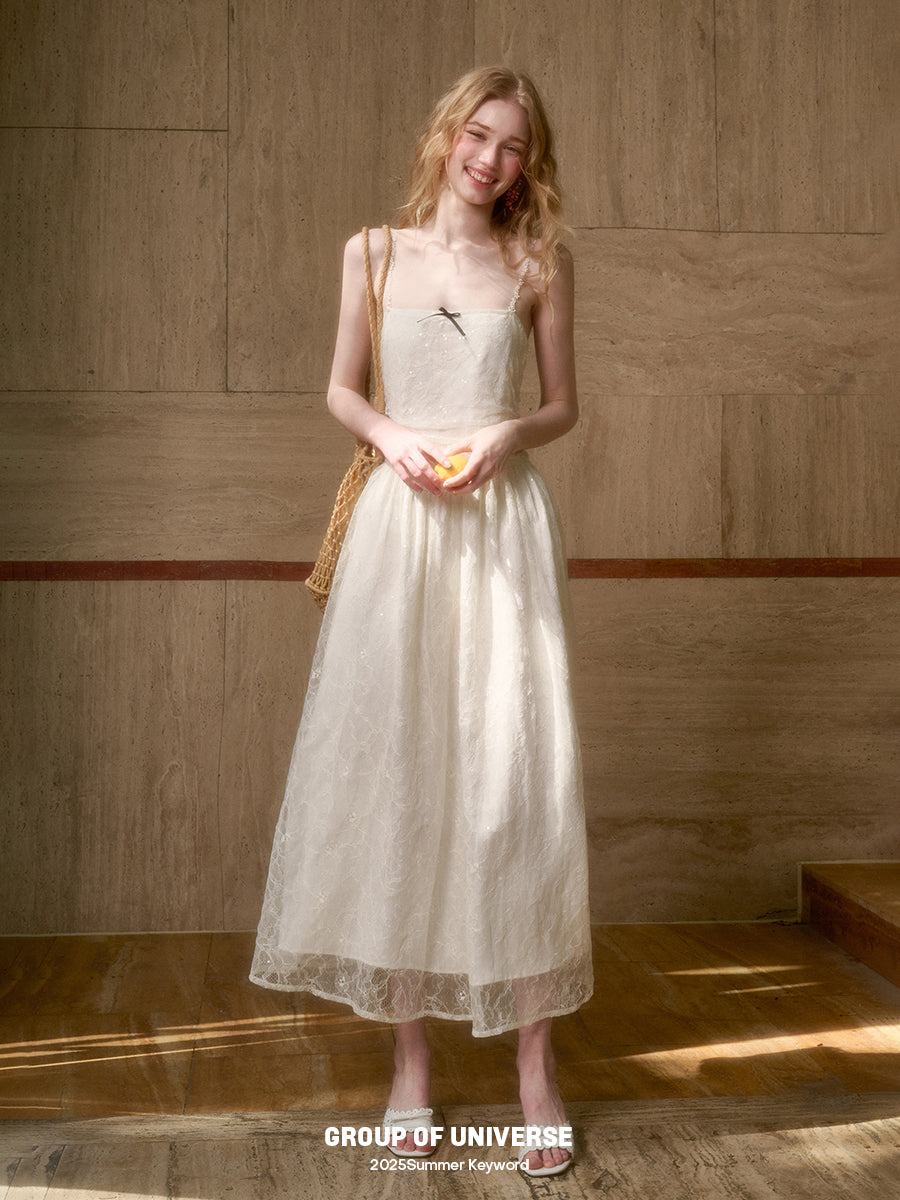 Sparkling Sequin Lace Dress With Removable Straps
