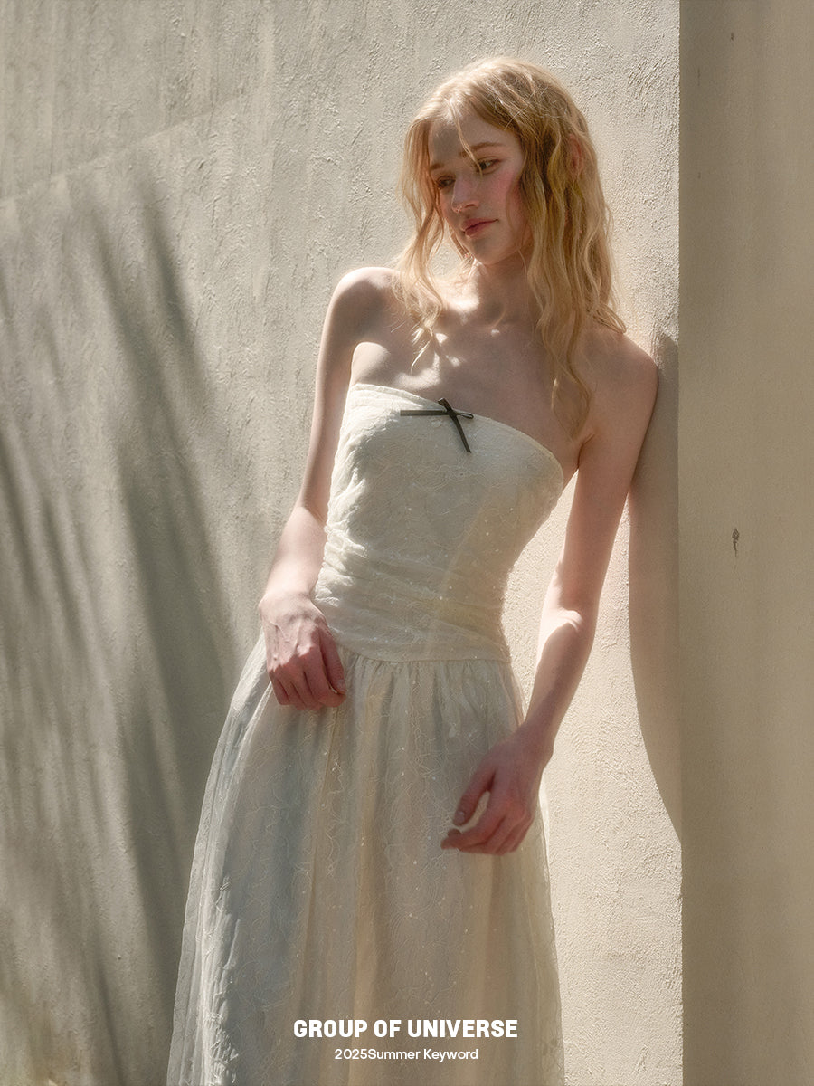 Sparkling Sequin Lace Dress With Removable Straps