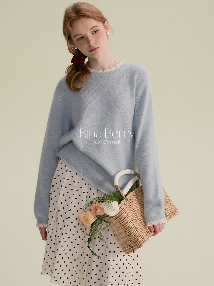 Lace-Detail Knit Pullover In Premium Fabric