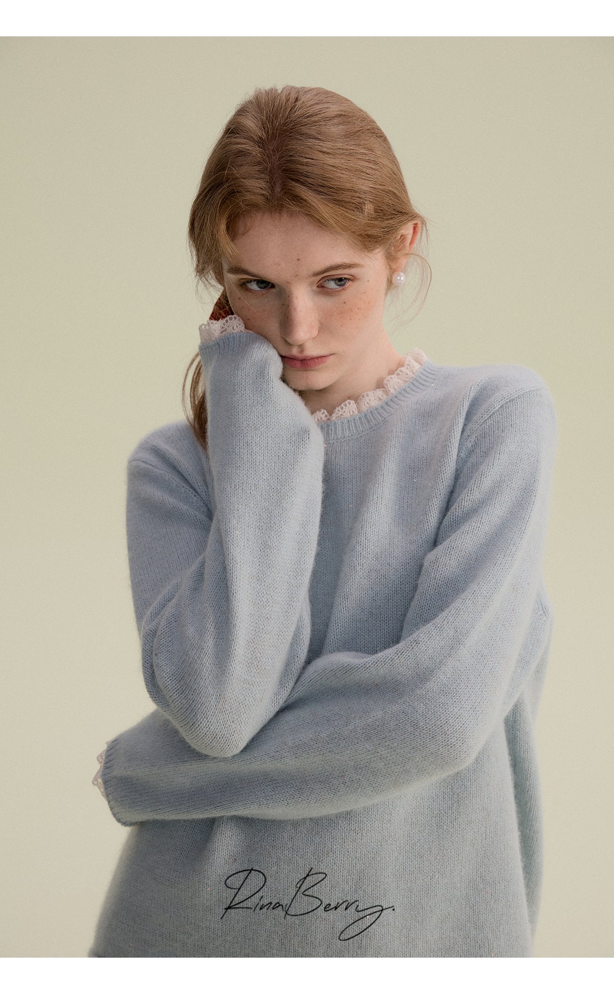 Lace-Detail Knit Pullover In Premium Fabric