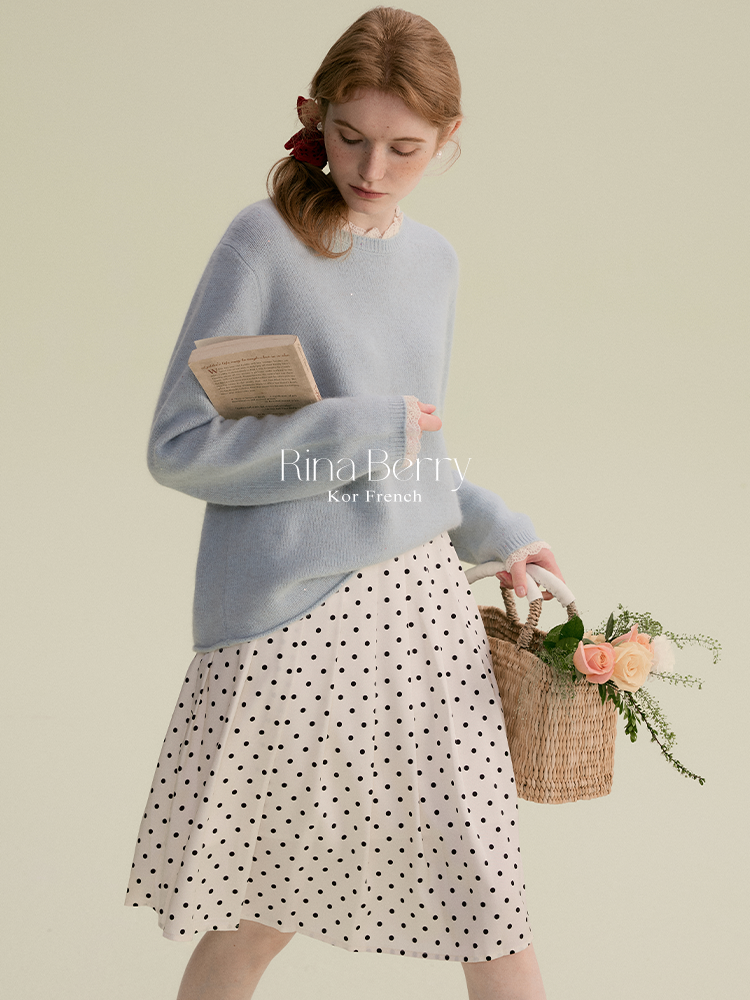 Lace-Detail Knit Pullover In Premium Fabric