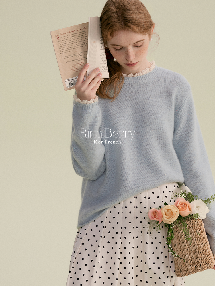 Lace-Detail Knit Pullover In Premium Fabric