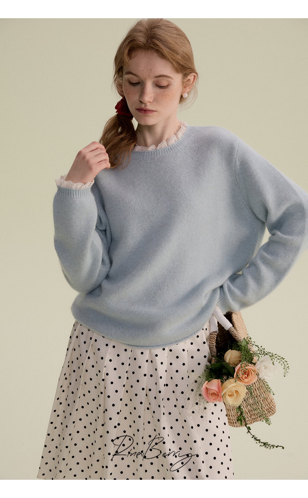 Lace-Detail Knit Pullover In Premium Fabric