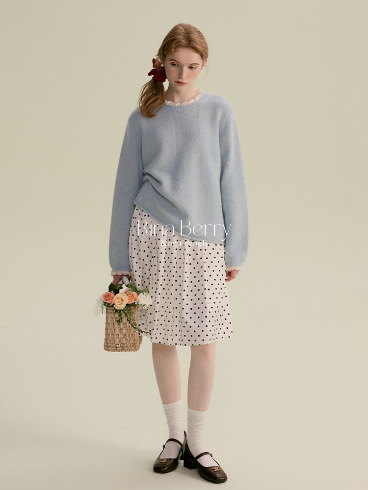 Lace-Detail Knit Pullover In Premium Fabric