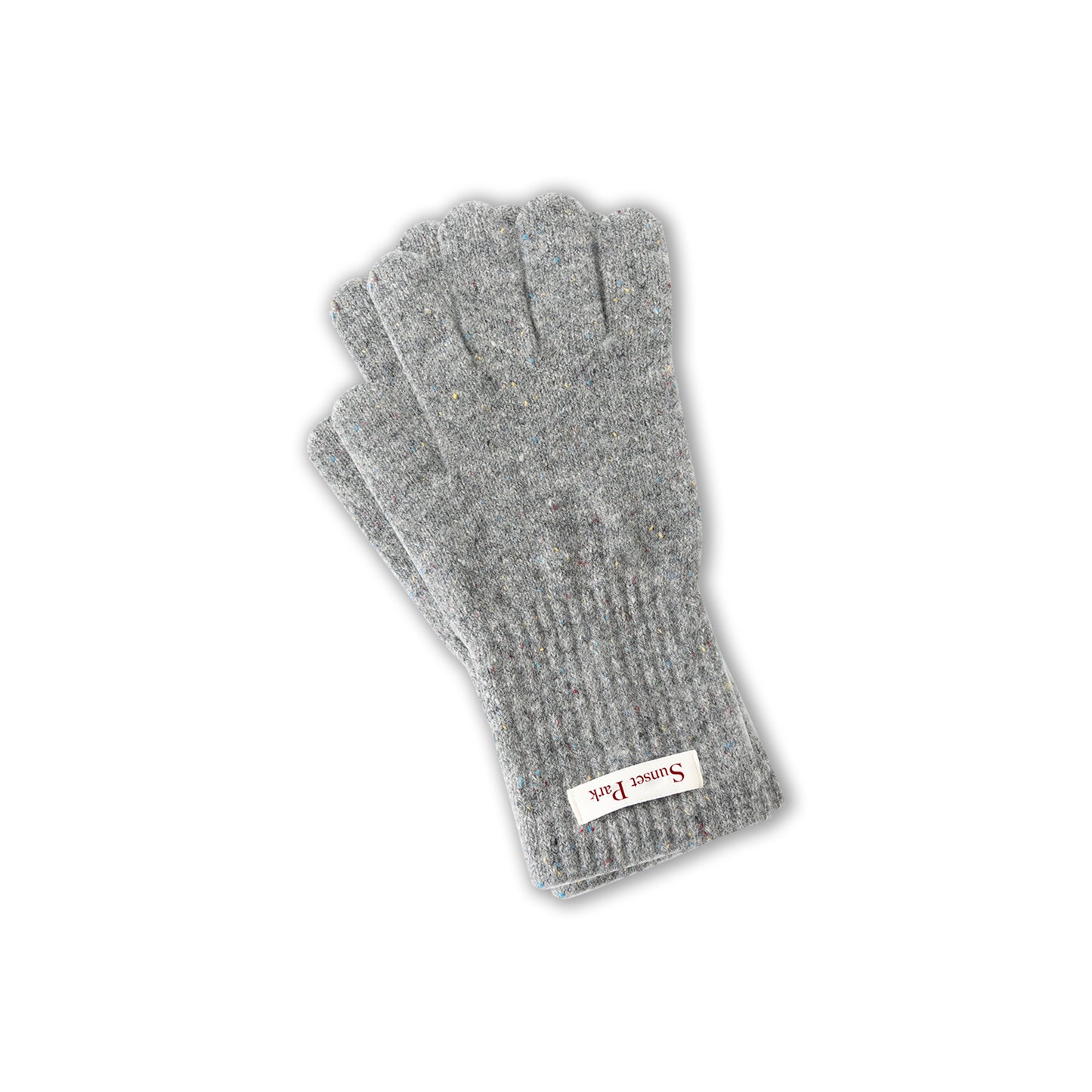 100% Wool Melange Ribbed Knit Scarf And Gloves