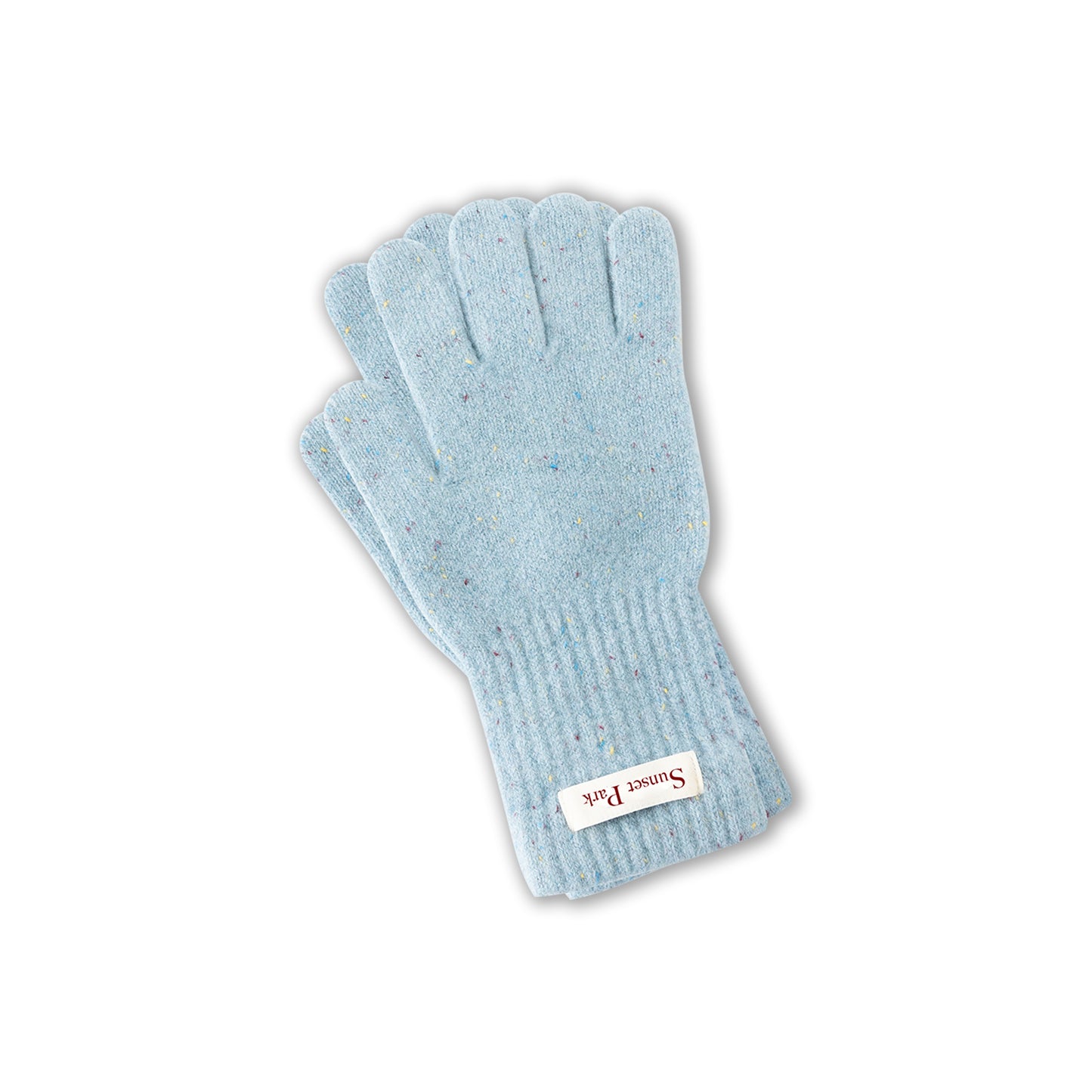 100% Wool Melange Ribbed Knit Scarf And Gloves