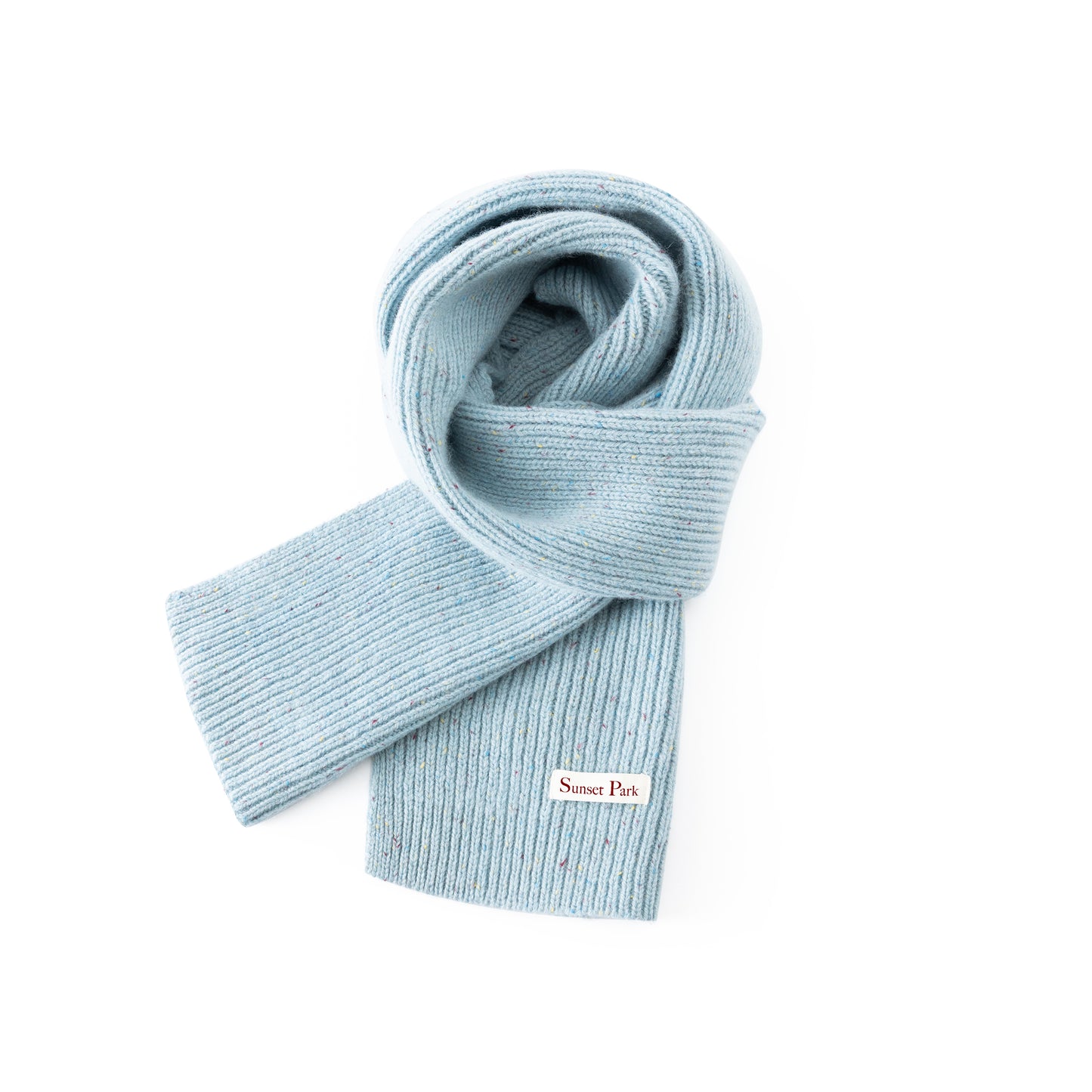 100% Wool Melange Ribbed Knit Scarf And Gloves