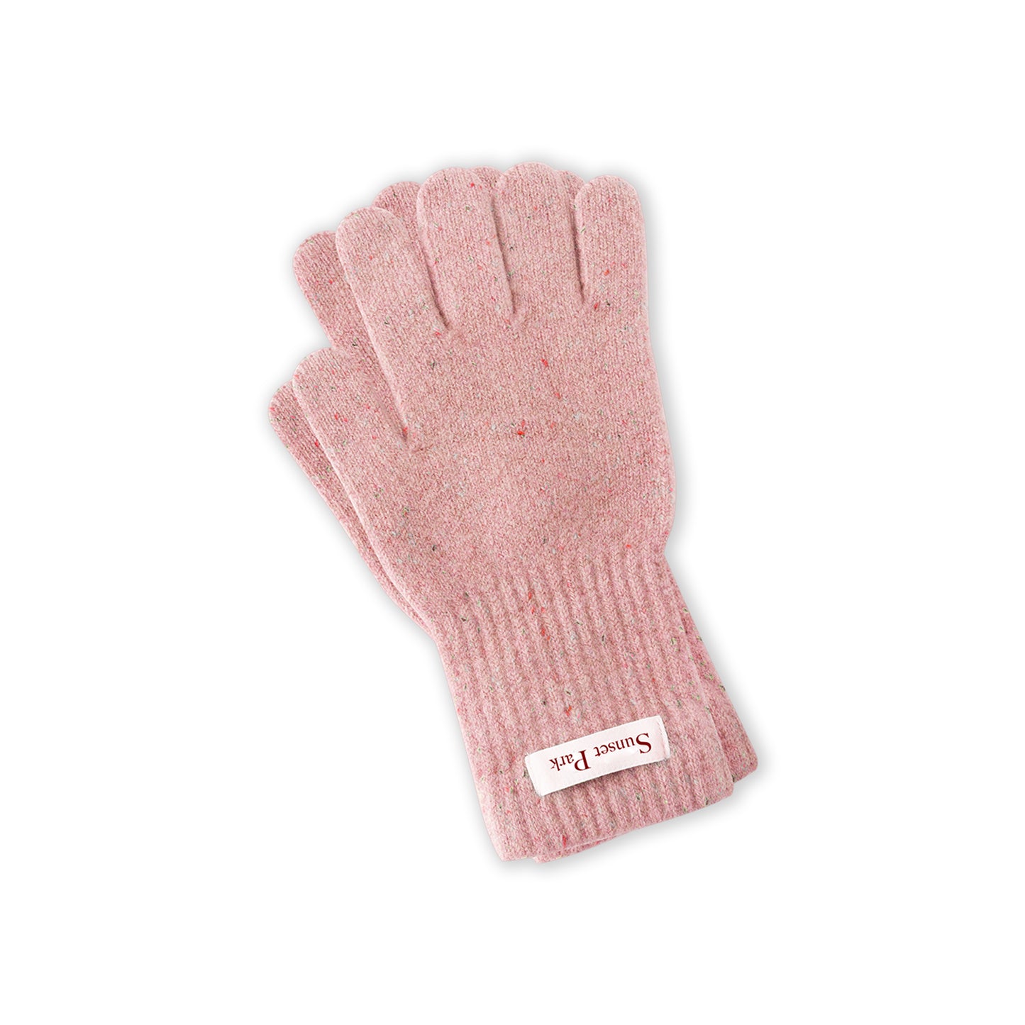 100% Wool Melange Ribbed Knit Scarf And Gloves