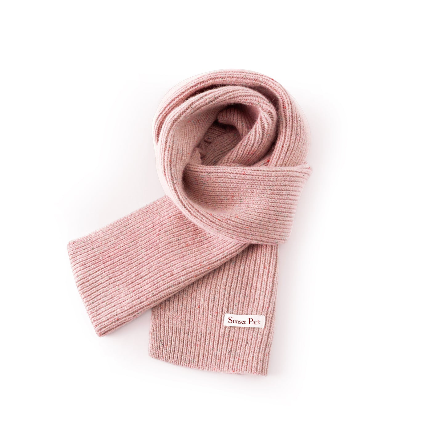 100% Wool Melange Ribbed Knit Scarf And Gloves