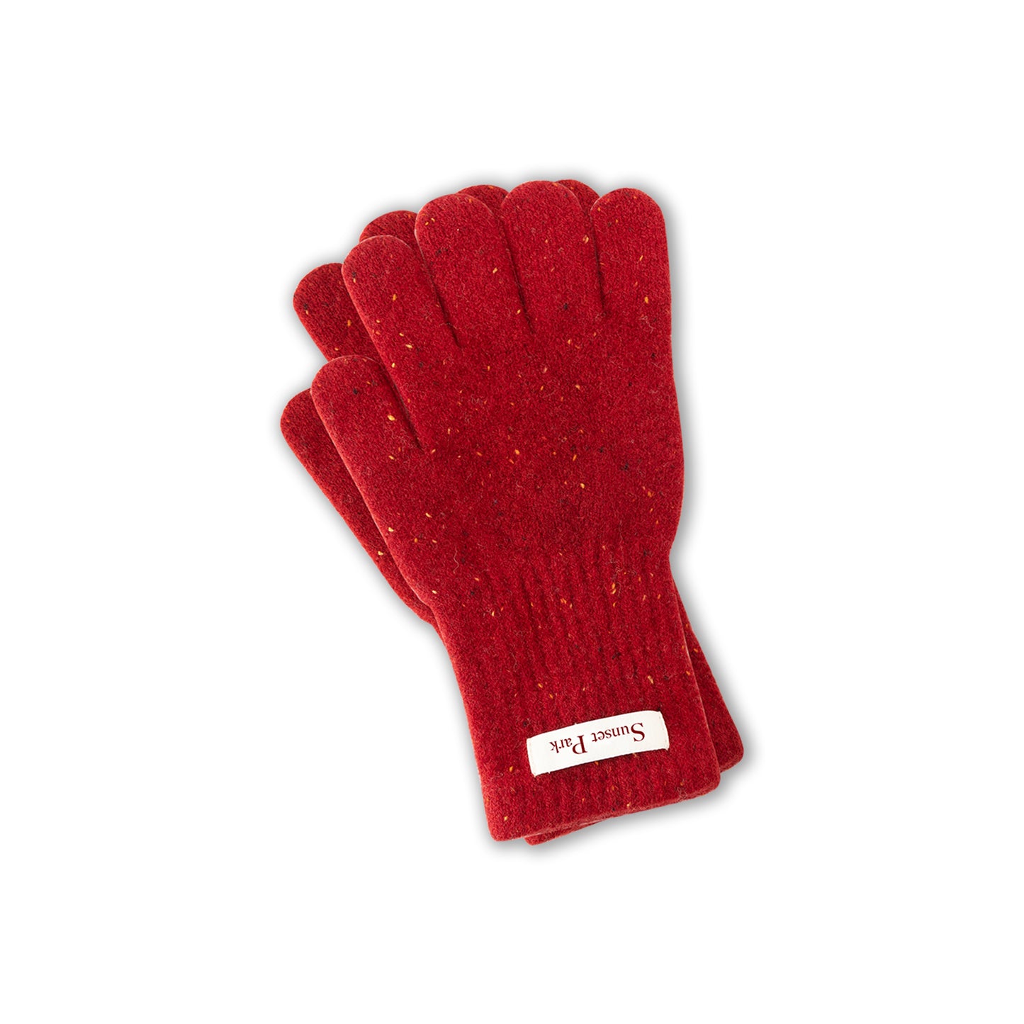 100% Wool Melange Ribbed Knit Scarf And Gloves
