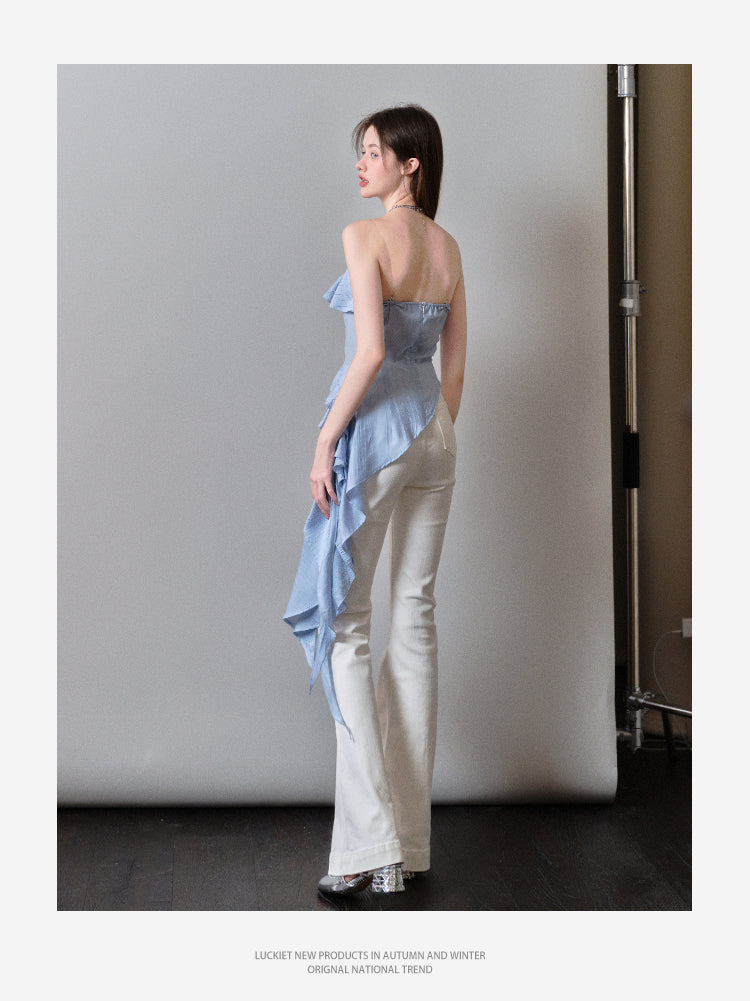 High Waist Slim Fit Flared Pants