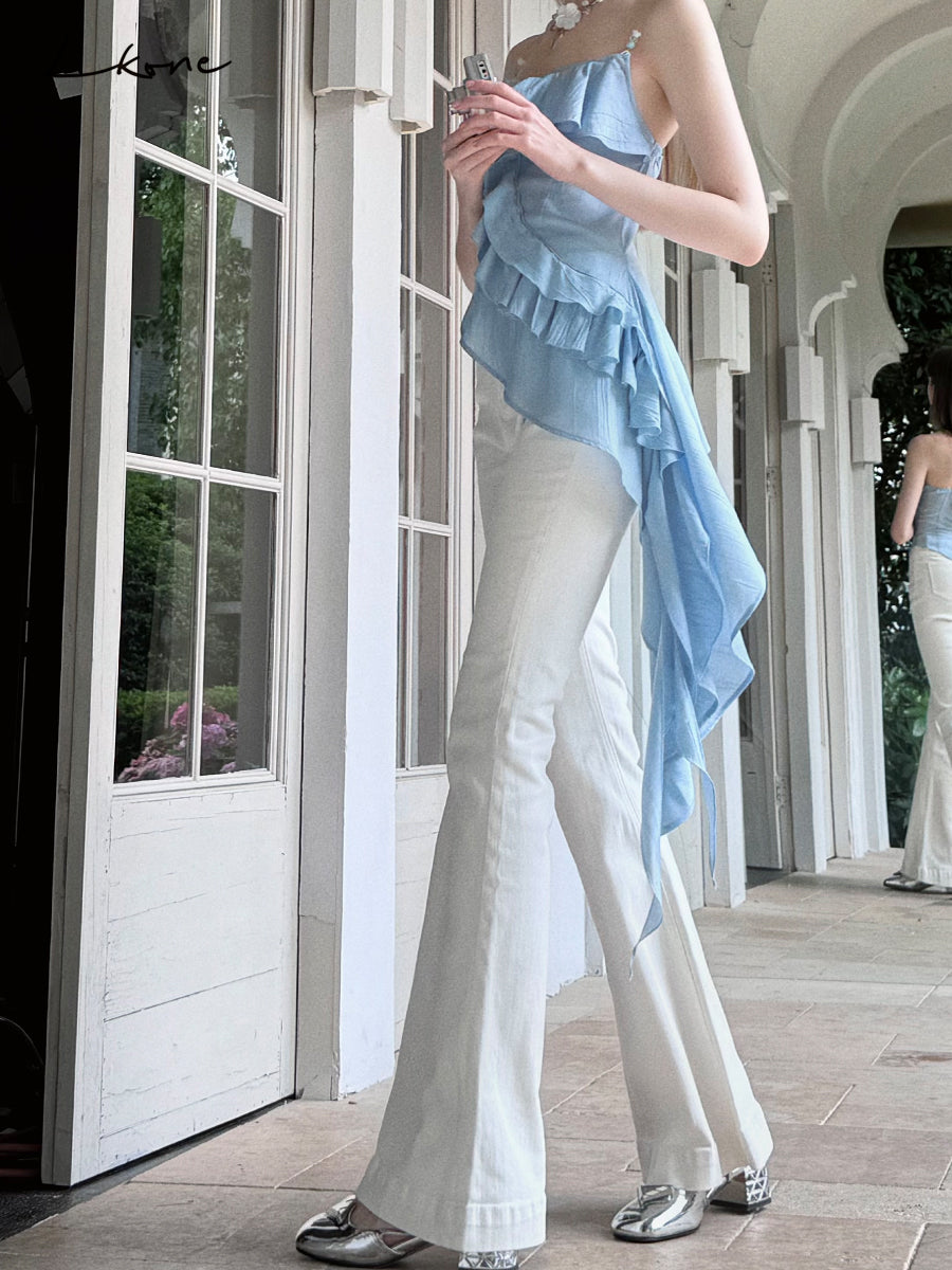 High Waist Slim Fit Flared Pants