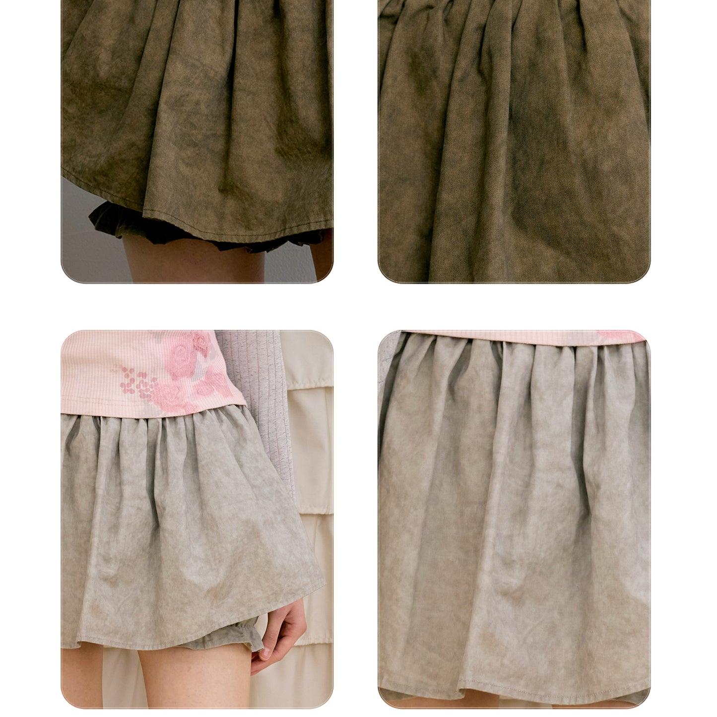 Layered Flare Skirt Pants In Washed Cotton