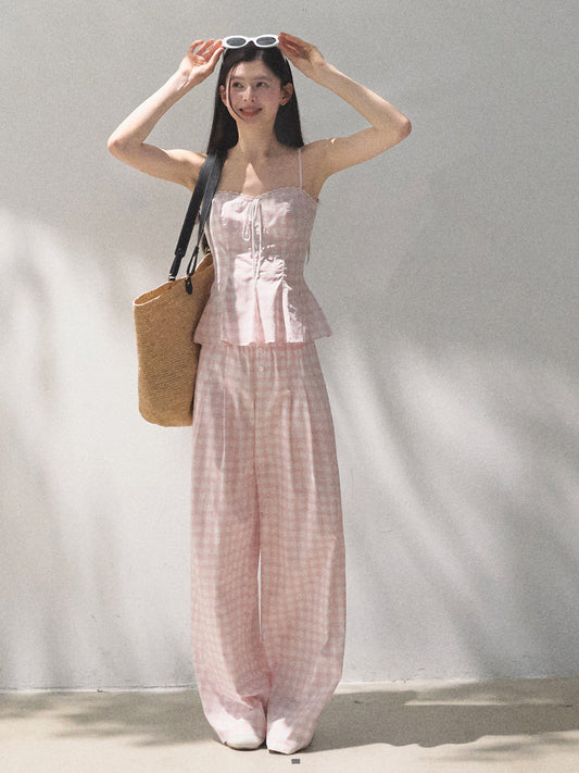 Gingham Bustier Cami Top & Matching Pants