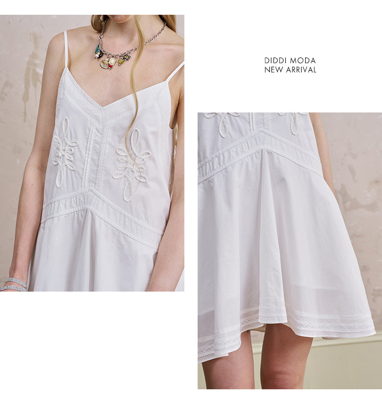 Embroidered Flared Cami Dress