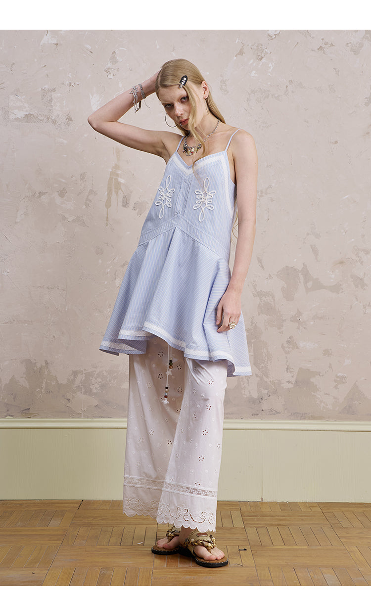 Embroidered Flared Cami Dress