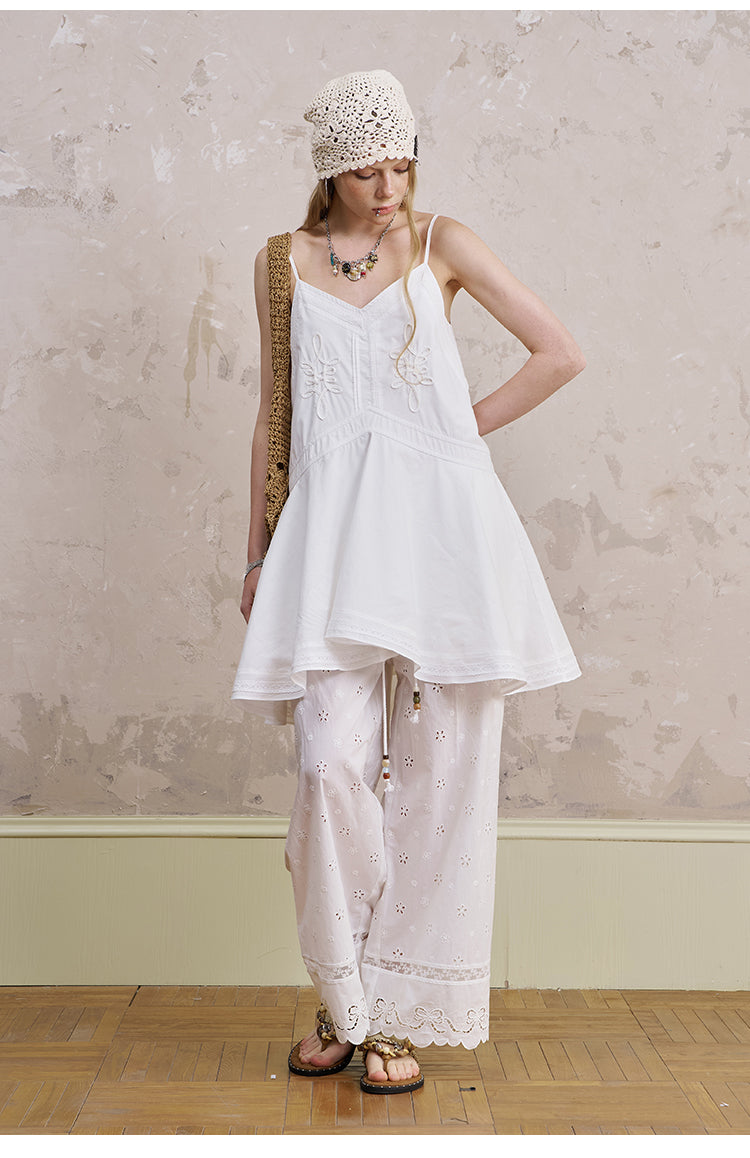 Embroidered Flared Cami Dress