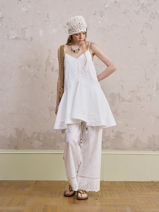 Embroidered Flared Cami Dress