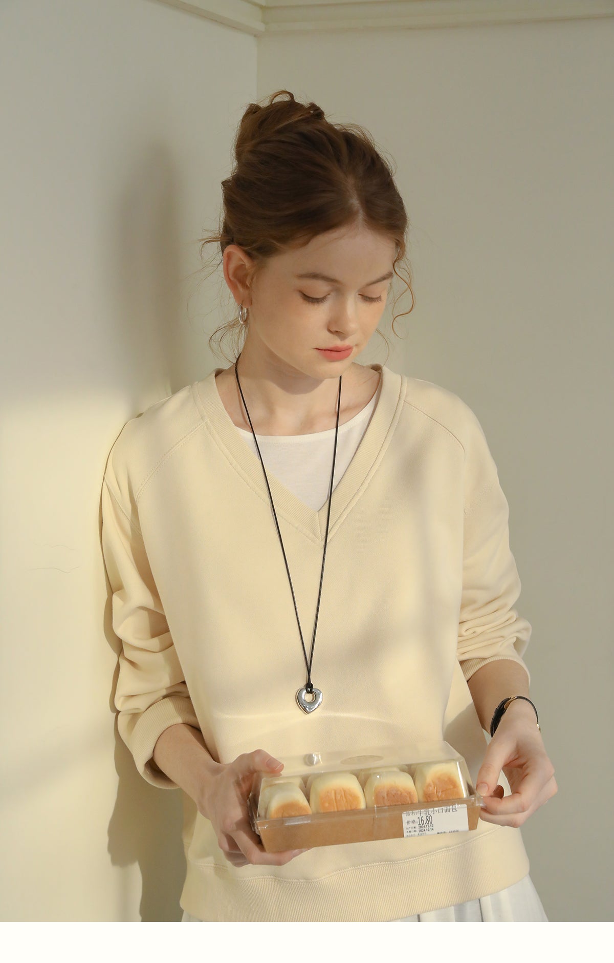 Cotton V-Neck Sweatshirt