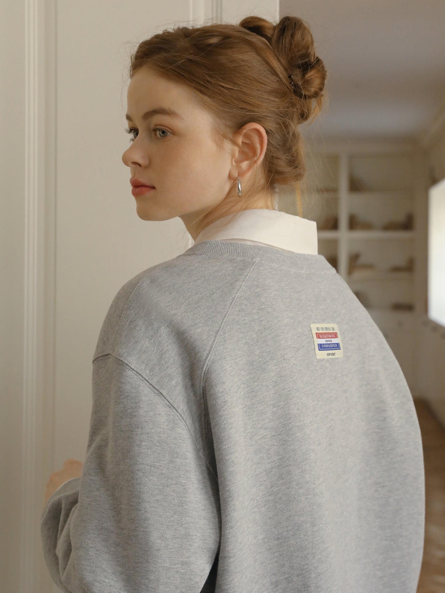 Cotton V-Neck Sweatshirt