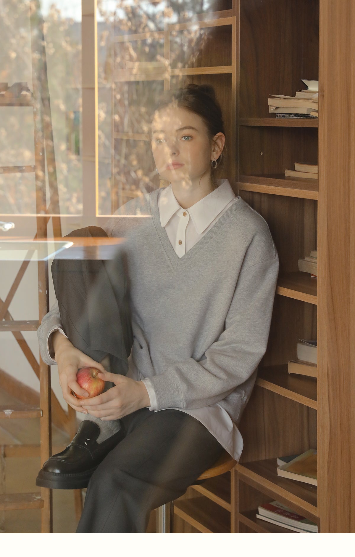 Cotton V-Neck Sweatshirt