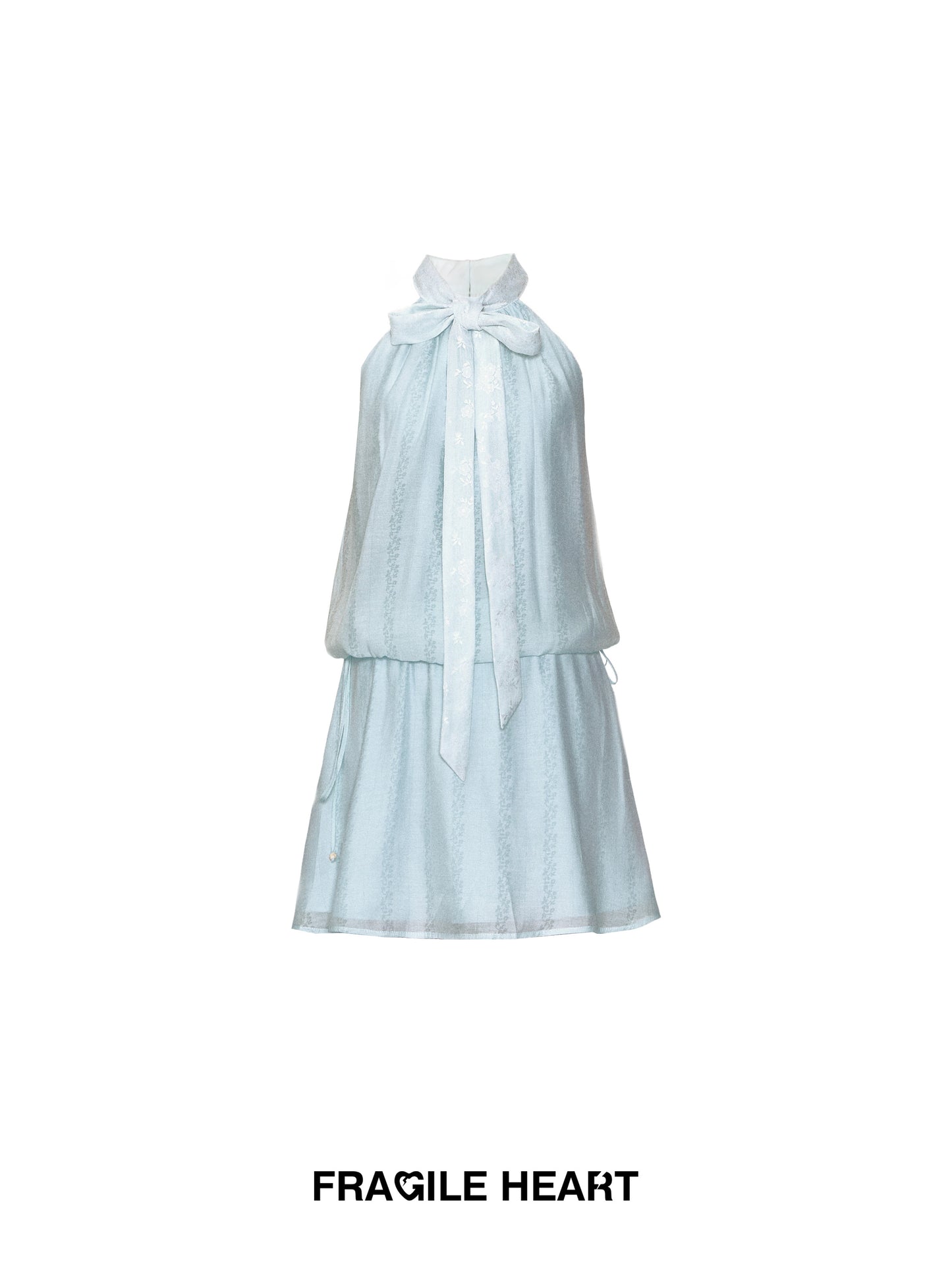 Sleeveless Jacquard Floral Pattern Tie-Dress