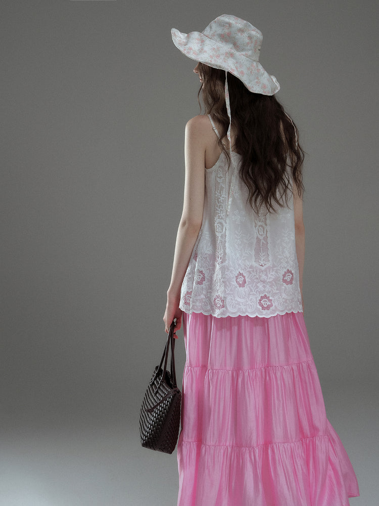 Glossy Gathered Maxi Skirt