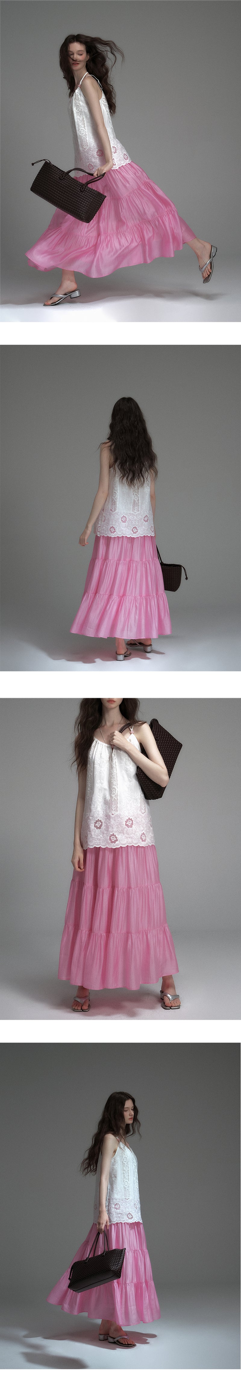 Glossy Gathered Maxi Skirt