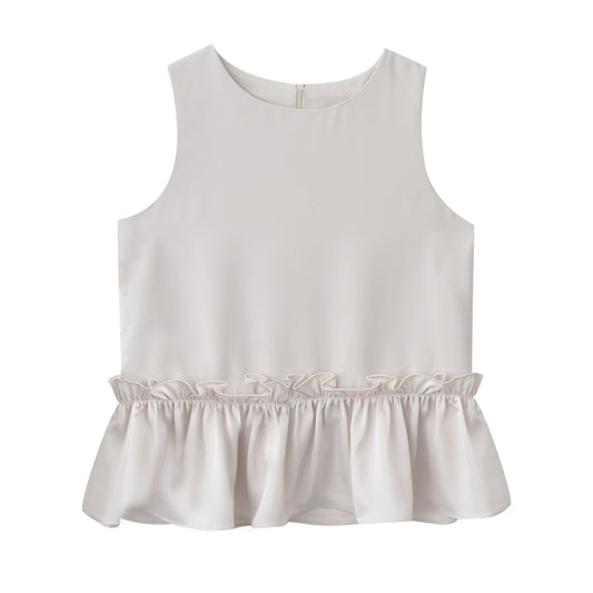 Subtle Sheen Ruffle-Hem Top