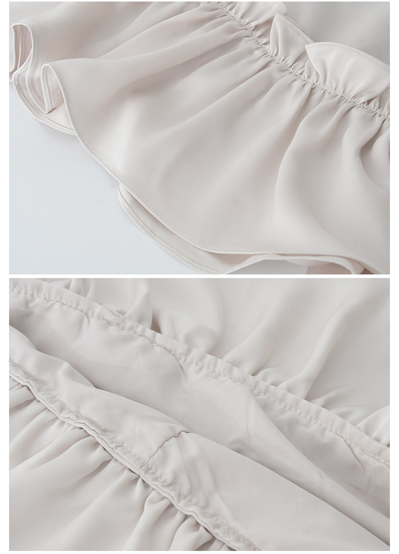 Subtle Sheen Ruffle-Hem Top