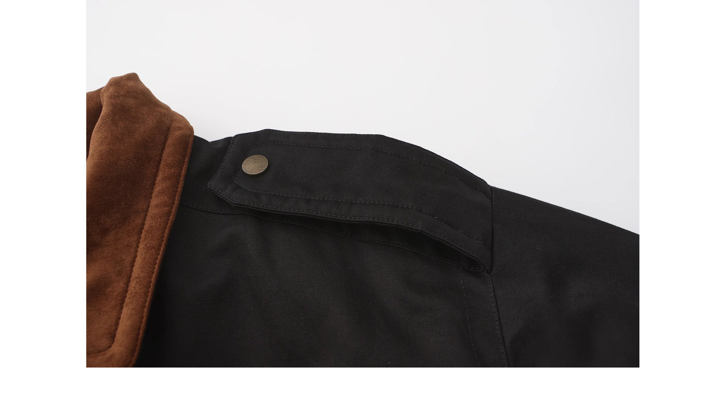 Two-Tone Washed Cotton Quilted Short Jacket