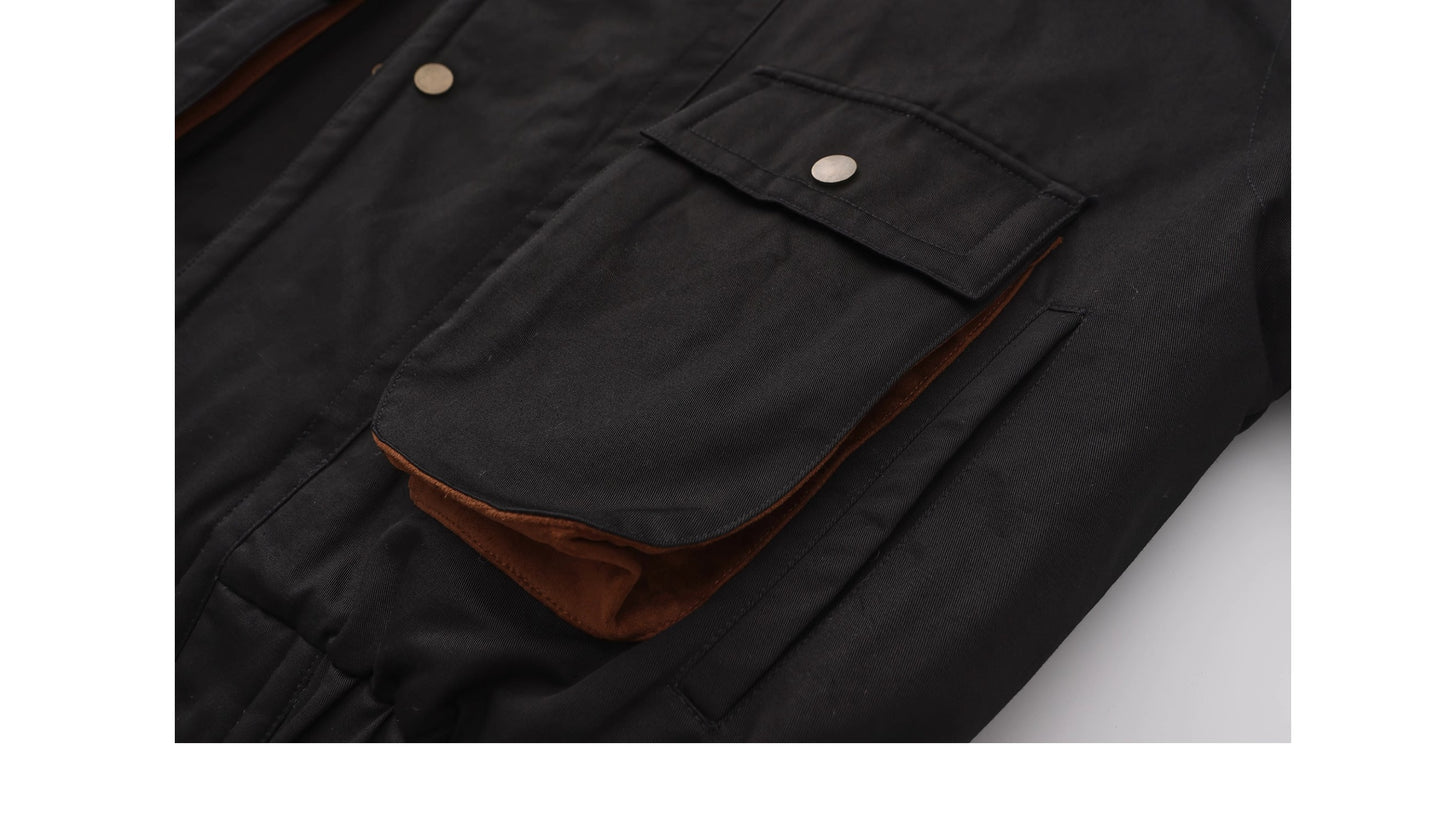 Two-Tone Washed Cotton Quilted Short Jacket