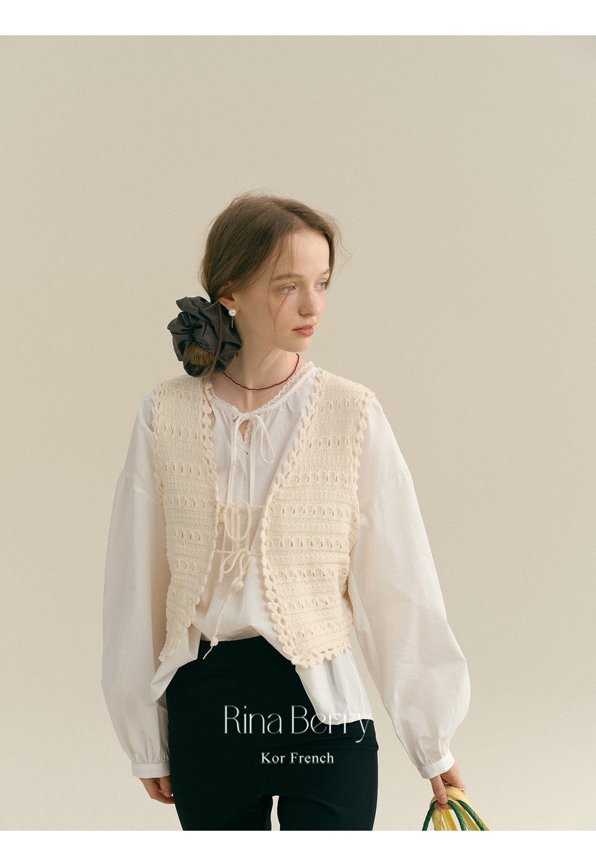 Tie-Front Open Knit Vest