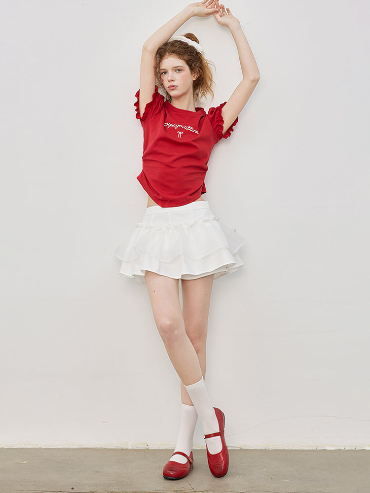 Ruffled Tiered Mini Skirt In Two Variations
