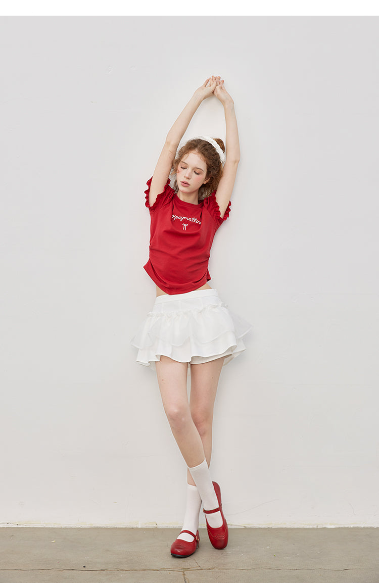 Ruffled Tiered Mini Skirt In Two Variations
