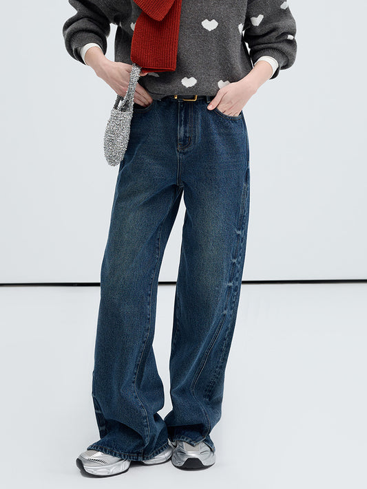 Straight Jeans With Slits And Two Lining Options