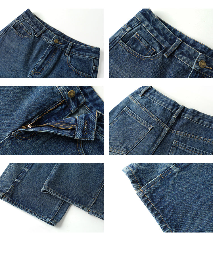 Straight Jeans With Slits And Two Lining Options