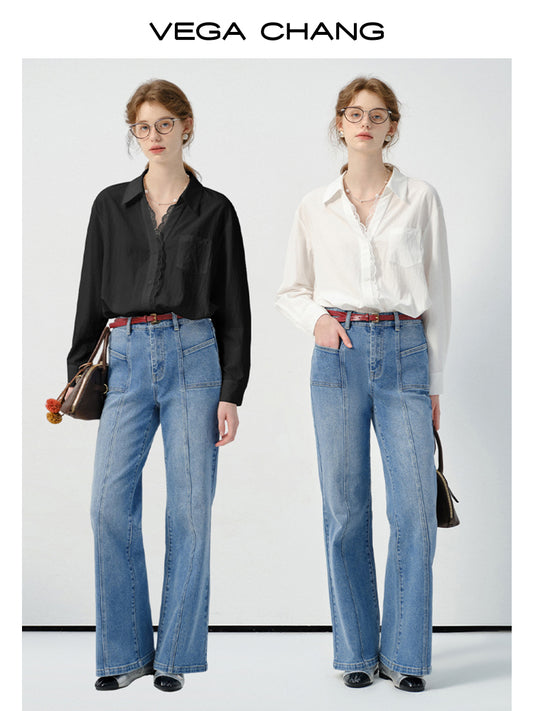 Silk-Like Cool Touch Lace-Trimmed Shirt