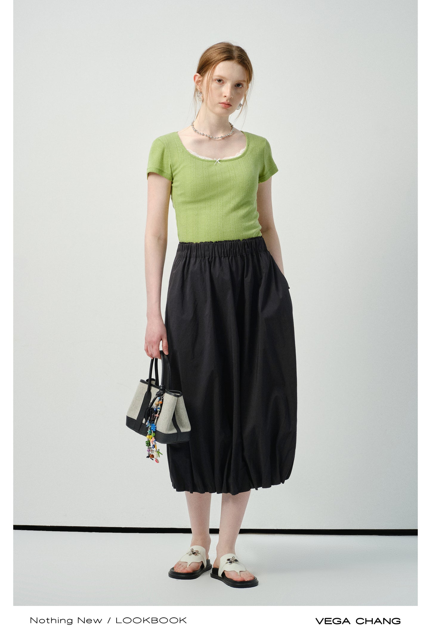 Pointelle Knit Top With Lace Accent
