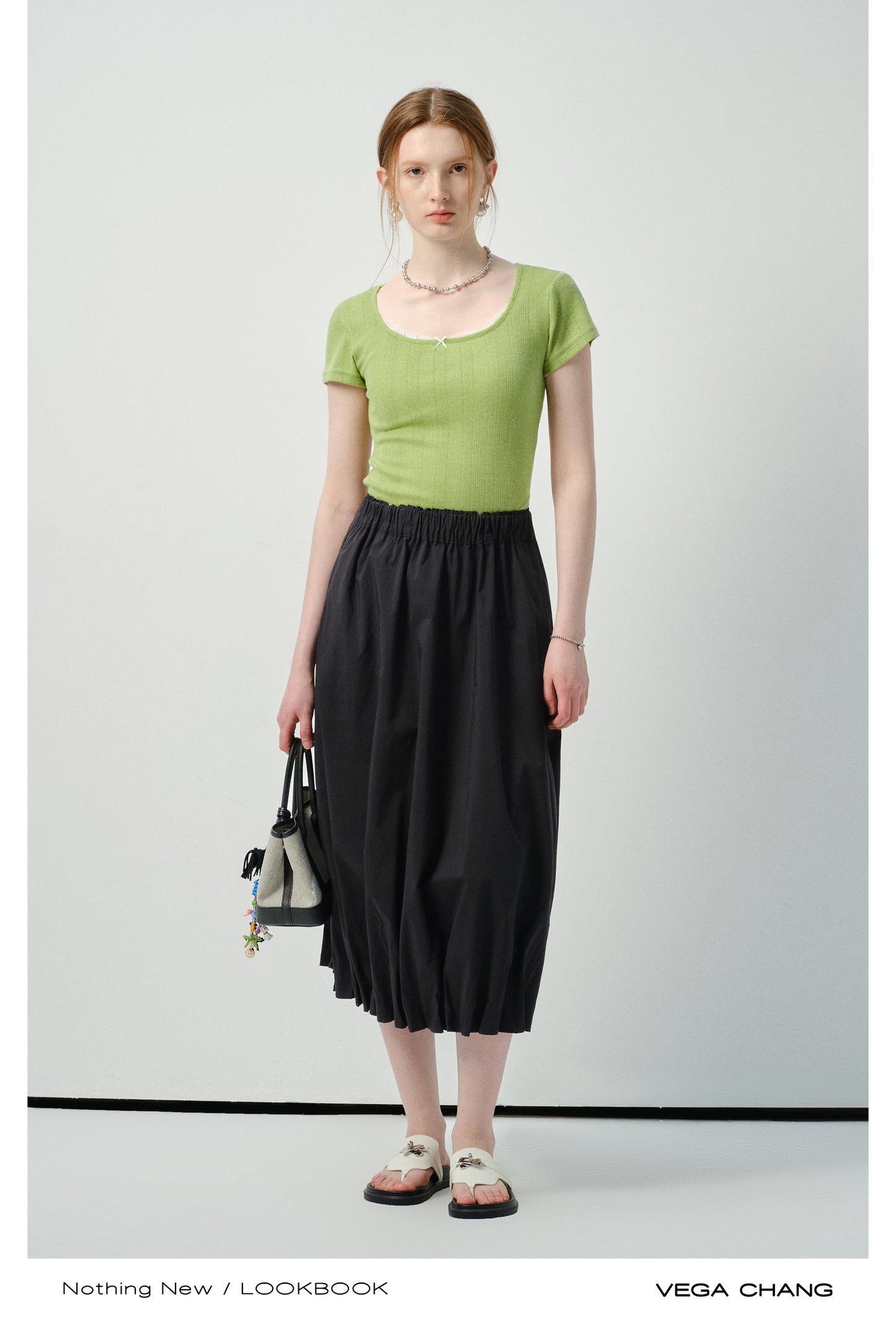 Pointelle Knit Top With Lace Accent