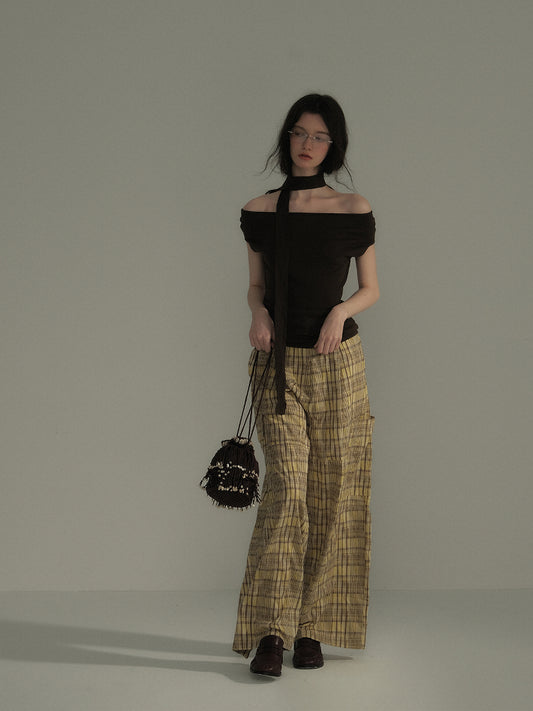 Off-Shoulder Knit Top With Matching Scarf