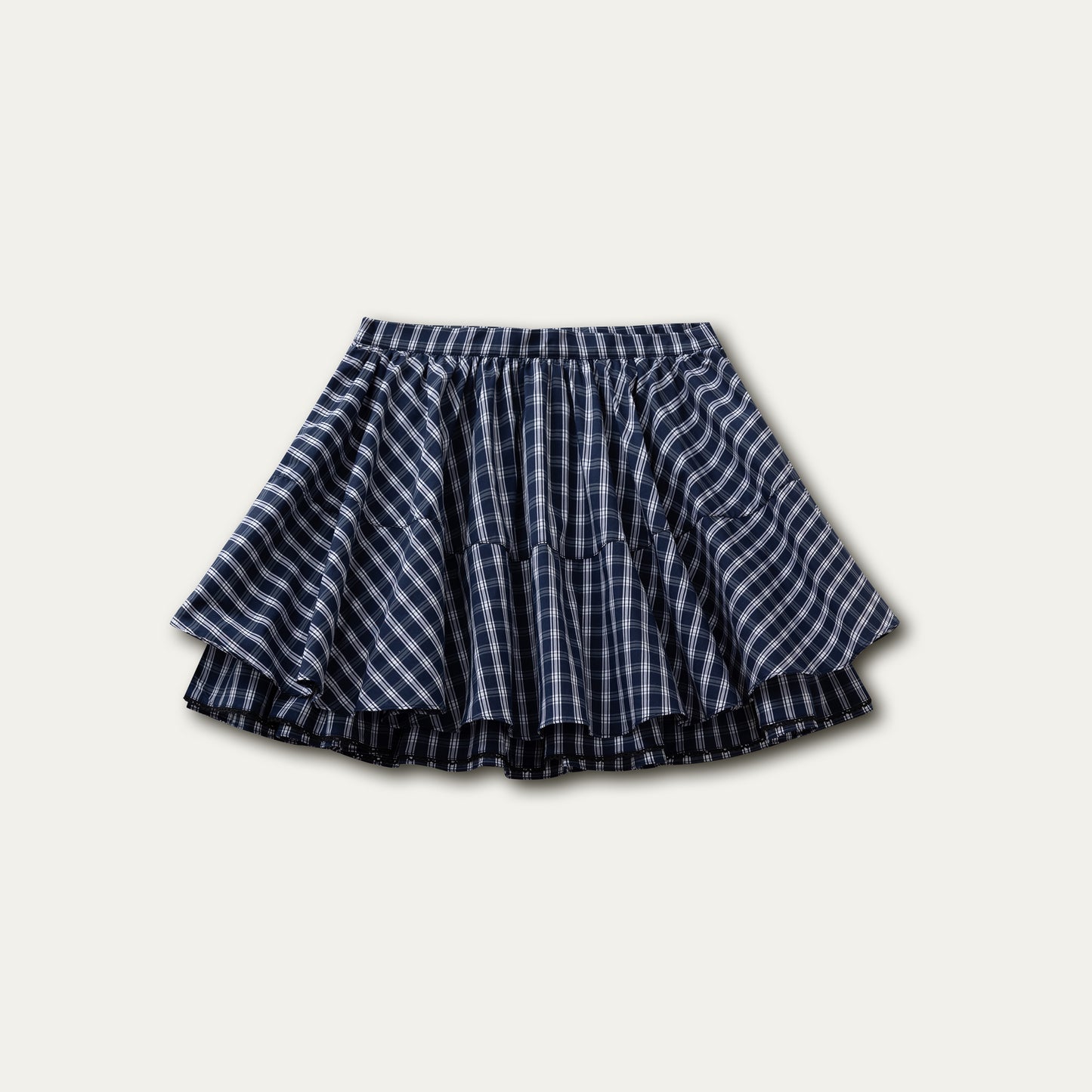 Multi-Layer Plaid Puffy Skirt With Triangle Scarf