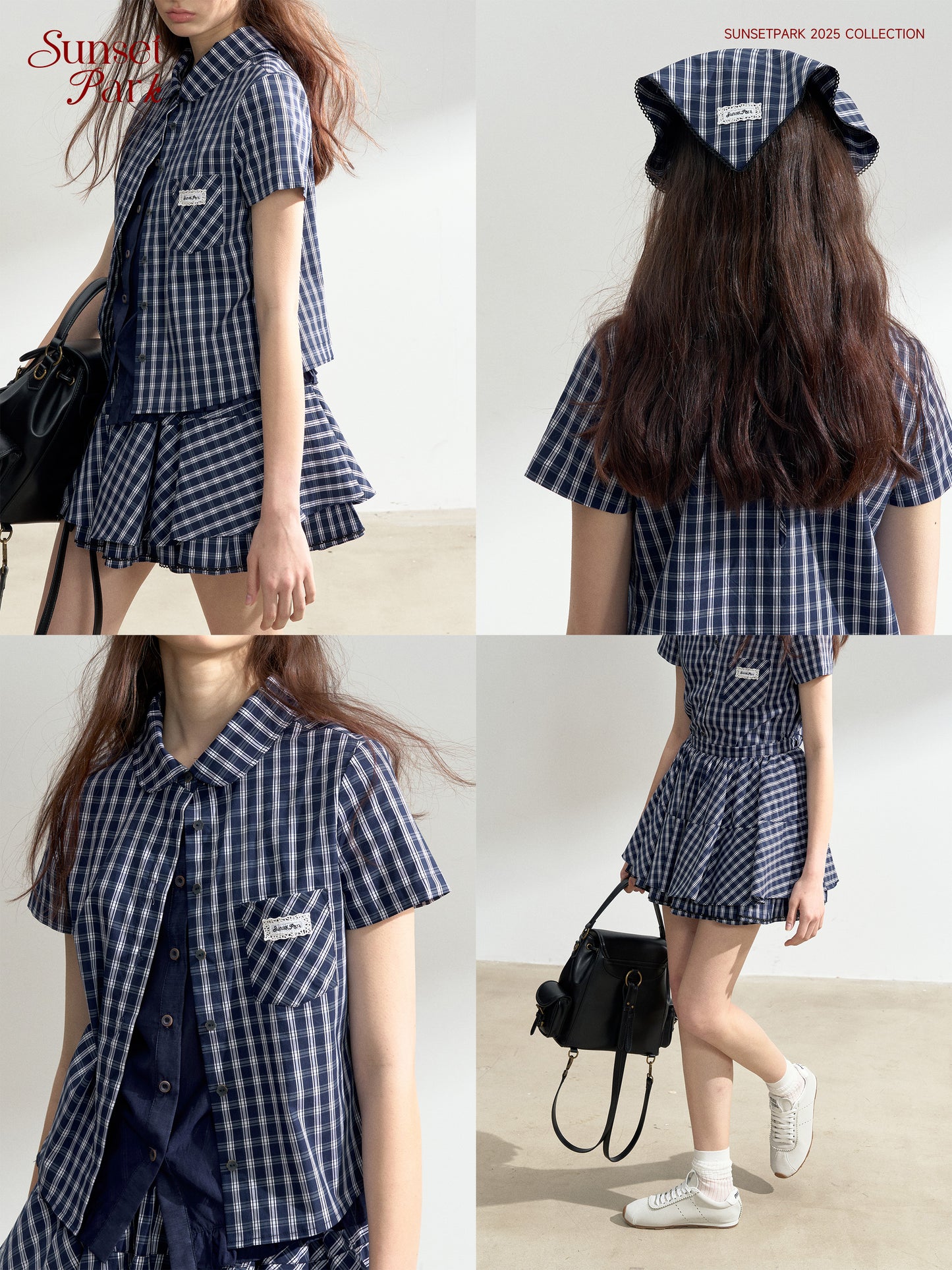 Multi-Layer Plaid Puffy Skirt With Triangle Scarf