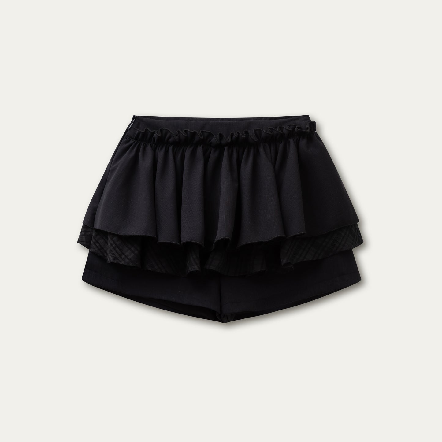 Mixed Fabric Multi-Layer Puffy Skort