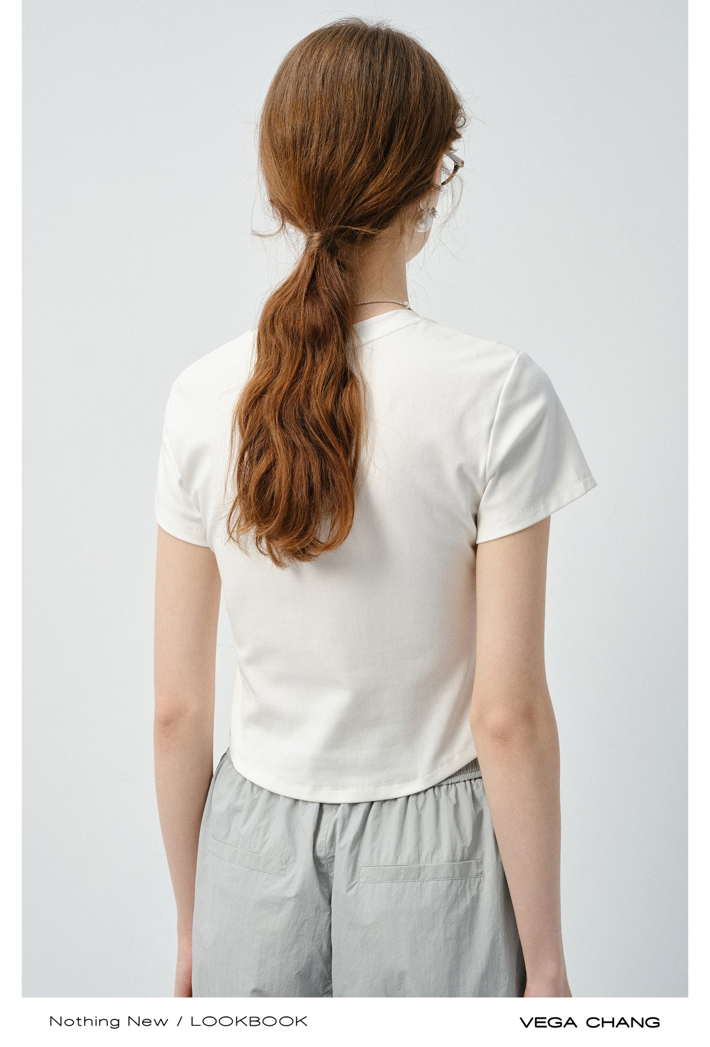 Round Hem Printed T-Shirt And Drawstring Nylon Pants